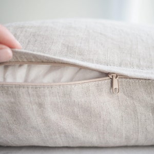 Natural linen pillowcase with a zipper. multiple sizes. image 1