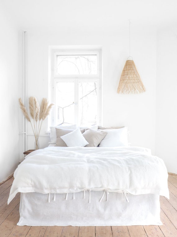 White Linen Duvet Cover Queen Size King Size Linen Bedding Etsy