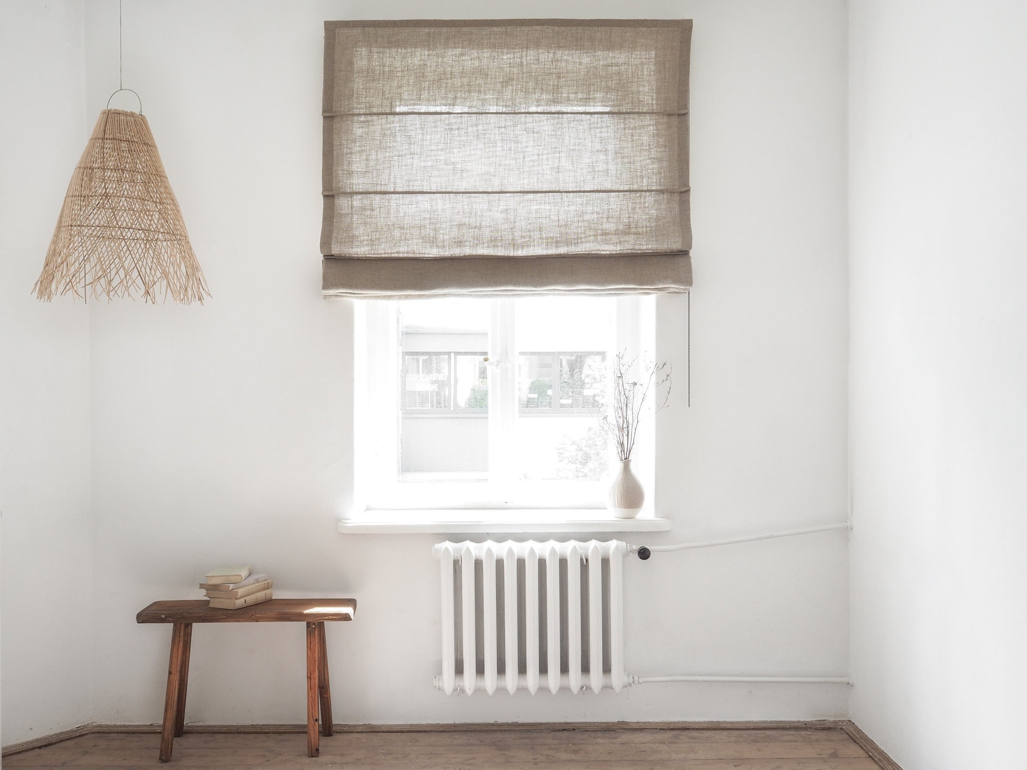 Linen roman shade | rustic linen roman blind | Window shades