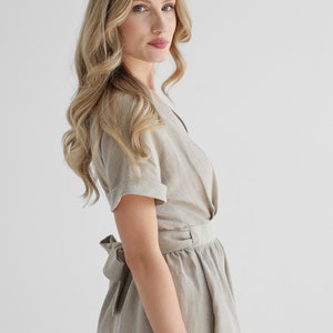 Elegant linen wrap dress in natural linen color. linen dress jasmine. image 8