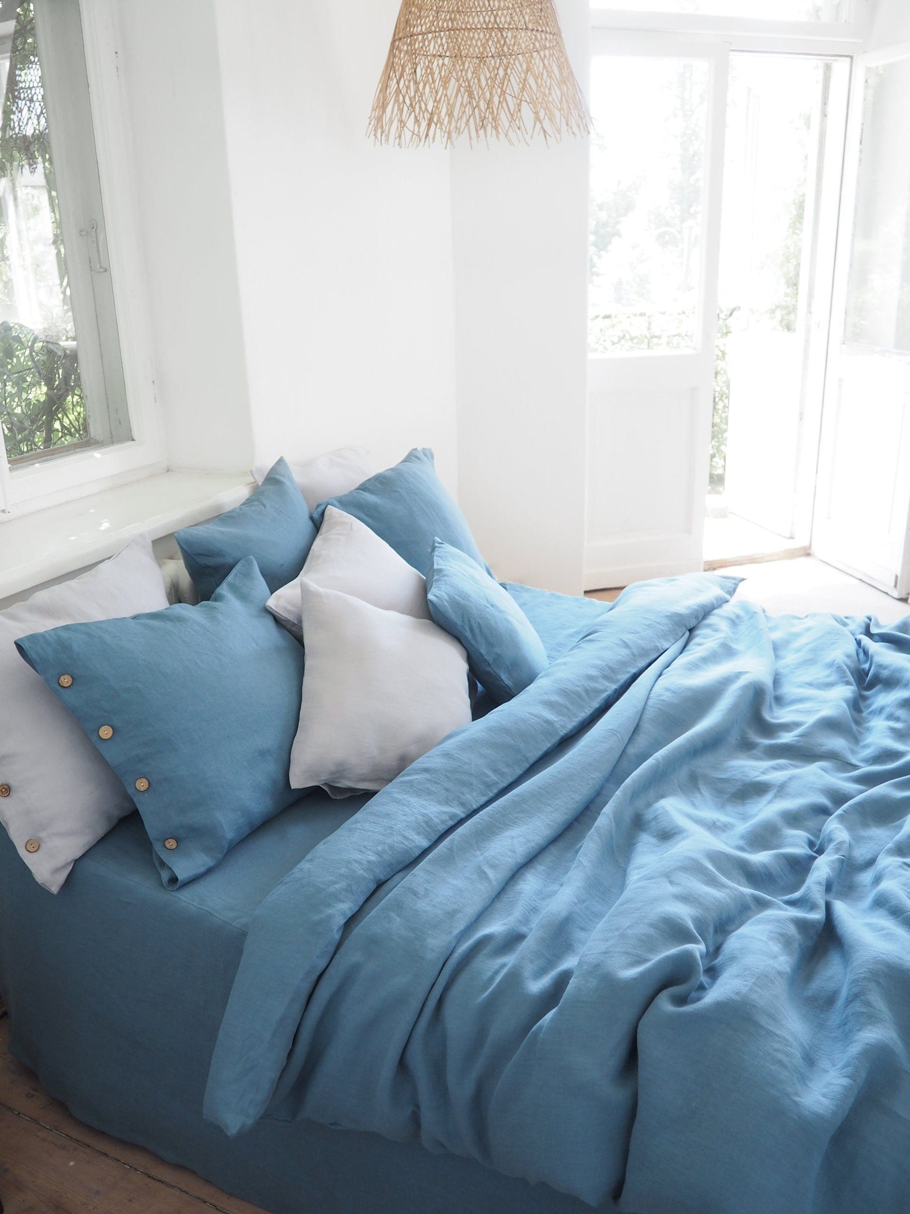 100% French Linen Duvet Cover Queen Set With Pillow Shams - Stone Washed, Breathable, YKK Zipper, OEKO-TEX Certified - View #9