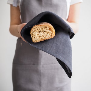 charcoal linen hand towel