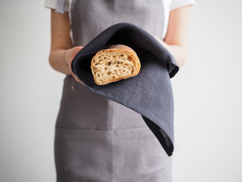 charcoal linen hand towel