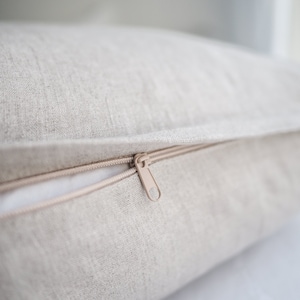 Natural linen pillowcase with a zipper. multiple sizes. image 4