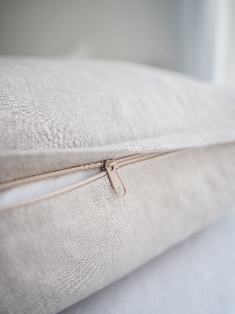 Natural linen pillowcase with a zipper. multiple sizes. image 4