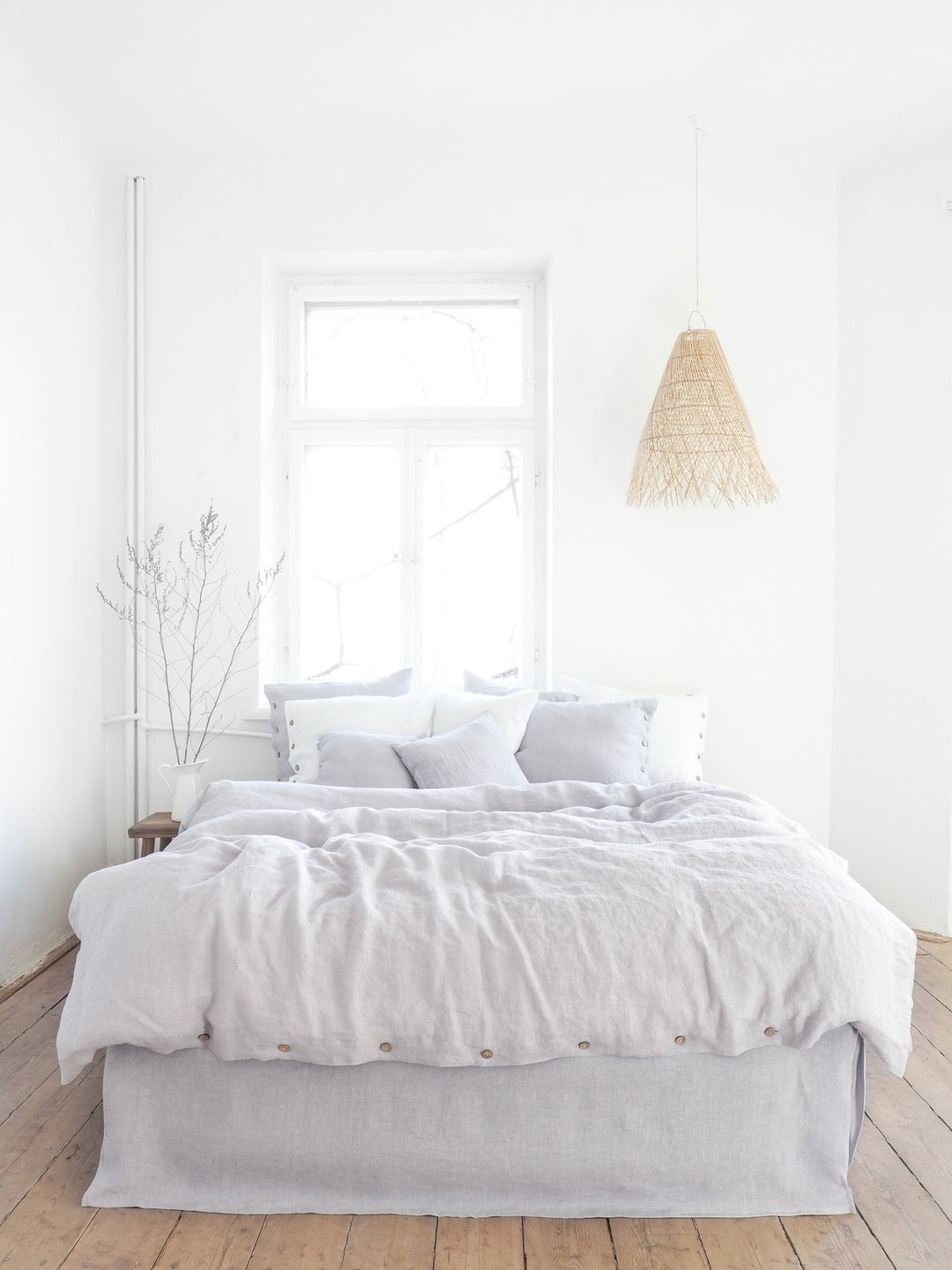 Light Gray Linen Bedding 1 Linen Duvet Cover Queen Size Etsy