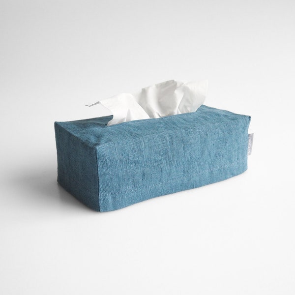 Dusty blue tissue box cover. minimalist home decor.