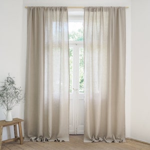 Linen curtain panel made of medium linen (160 g/m2), soft and natural, linen drapes with rod pocket / 1 pcs
