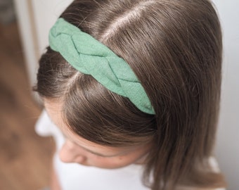 Eucalyptus green braided linen headband, linen headband, yoga headbands, gift for teacher