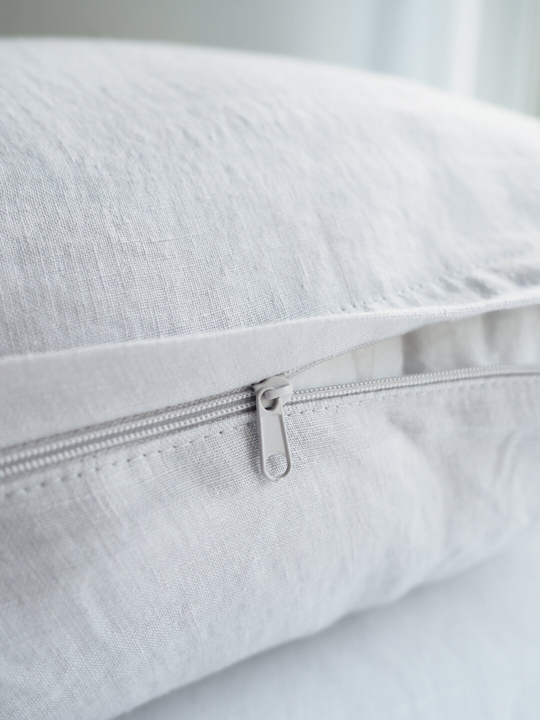 Light Gray Pillowcase With a Zipper. Simple Linen Pillowcase. Etsy