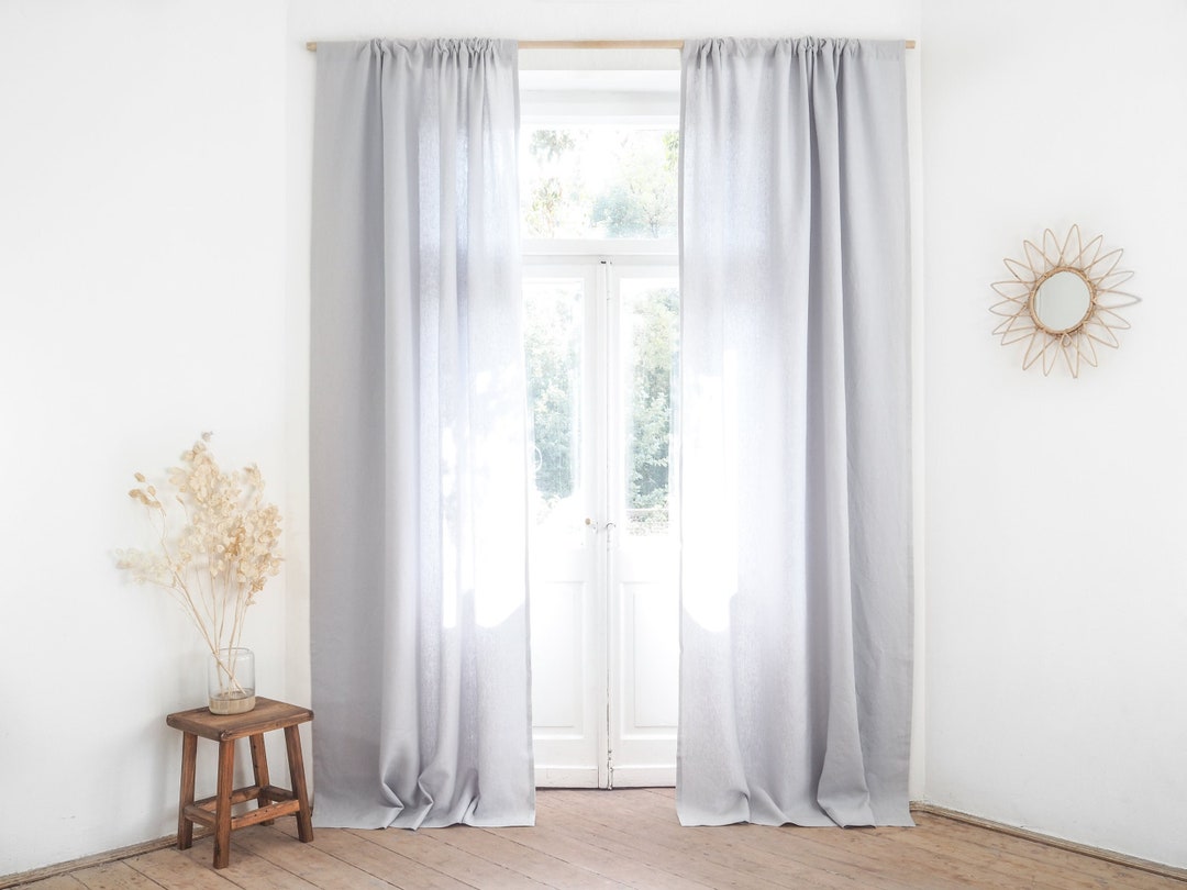 Linen curtain with pleating tape. Pencil pleat curtain made of stonewashed  MEDIUM LINEN (160 g/2).