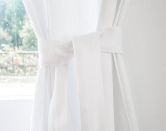 Linen curtain belt made from heavy linen (280 g/m2)/ pure white heavy linen curtain belt.