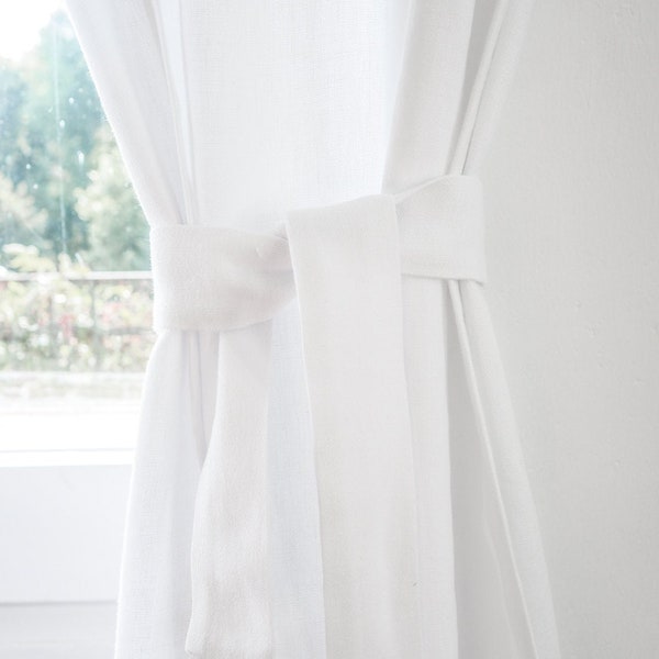 Linen curtain belt made from heavy linen (280 g/m2)/ pure white heavy linen curtain belt.