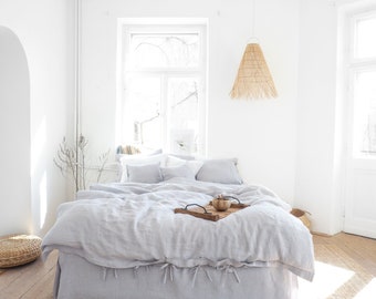 Light Gray Linen Duvet Cover, Natural, Breathable Bedding