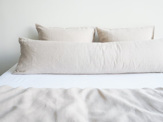 Natural Linen Body Pillowcase, Stonewashed Linen, Envelope Closure