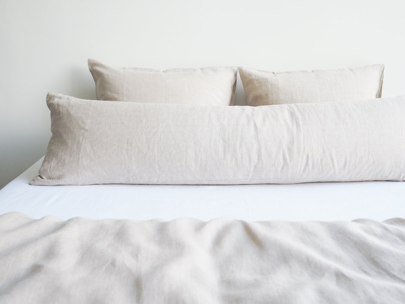 Natural Linen Body Pillowcase, Stonewashed Linen, Envelope Closure image 1