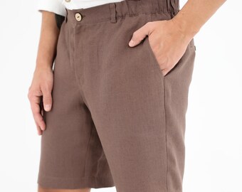 Mens linen shorts. Linen shorts men. Linen clothing men.