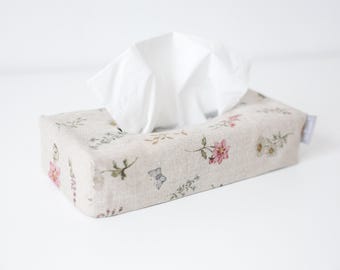Leinen Taschentuchbox Hülle. Leinen Taschentuchbox-Etui.