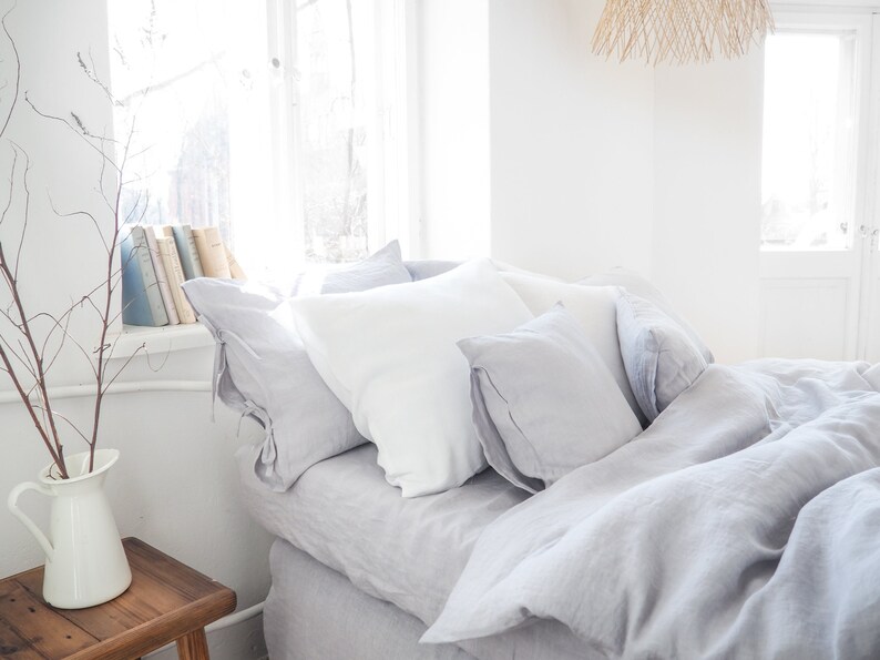 Light Gray Linen Duvet Cover Queen Size King Size Linen Etsy