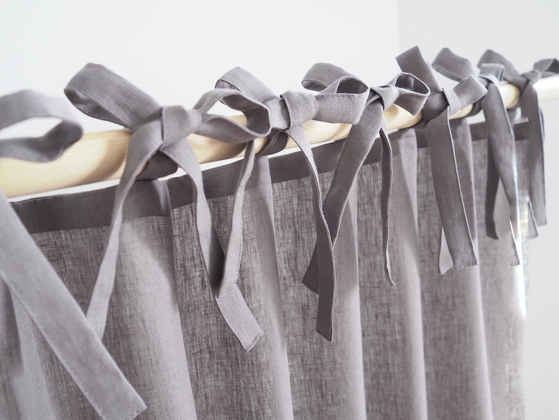 Solingen Linen Tie Top Curtain - Thumbnail 2
