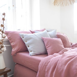 Pink Linen Duvet Cover – Soft Stonewashed Natural Bedding, Queen & King Sizes