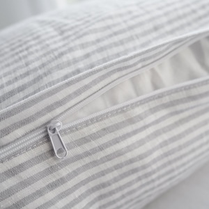 Striped pillowcase with a zipper. gray stripes pillow cover.