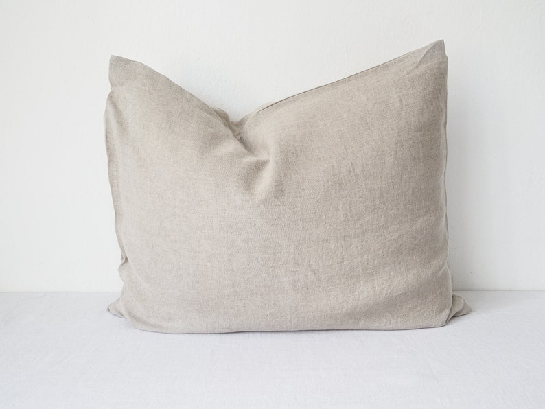 Natural linen pillowcase with a zipper. multiple sizes. image 3