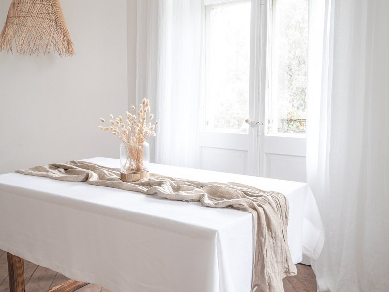 beige linen muslin runner