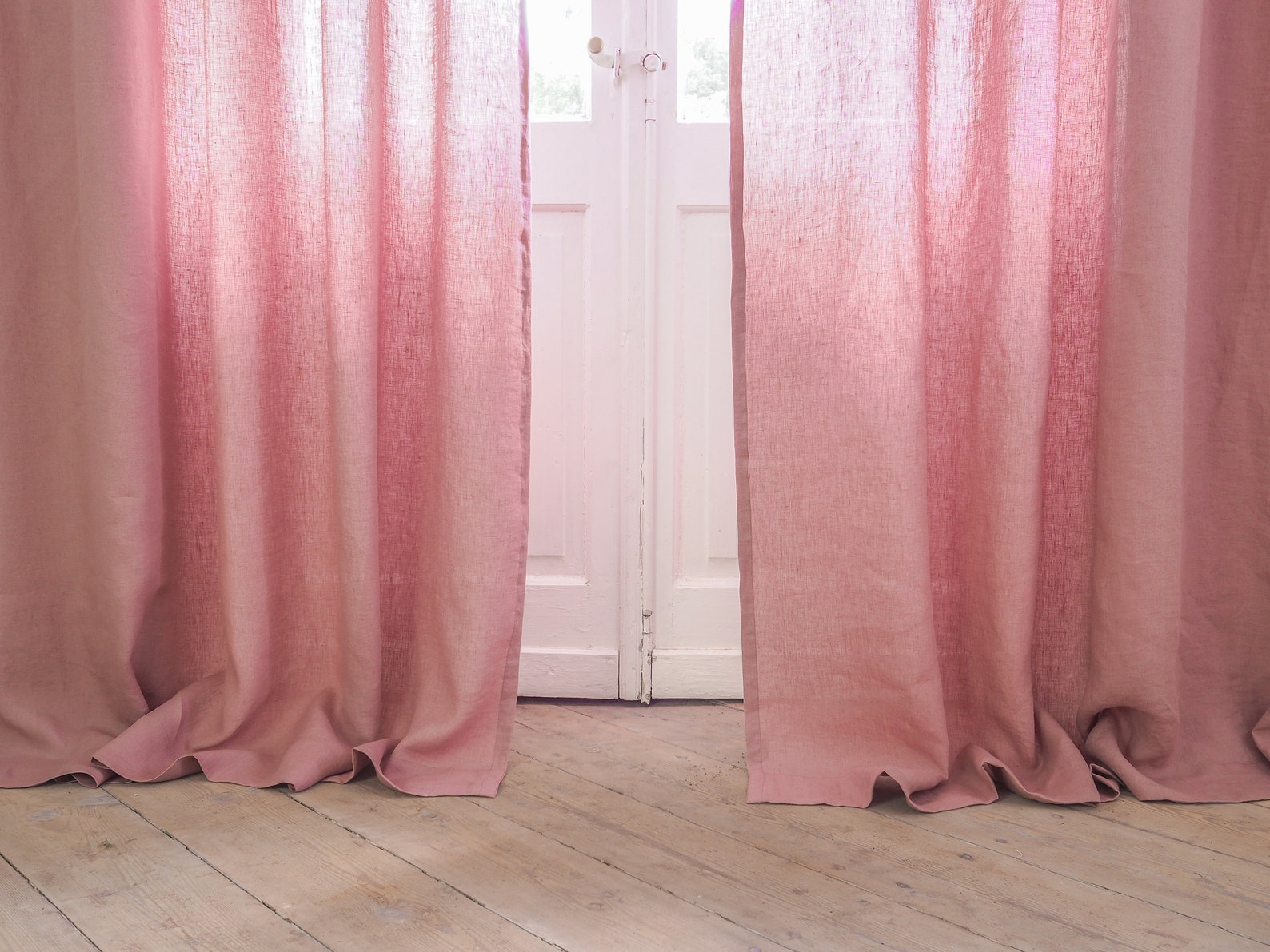 Pink Linen Curtain Made of MEDIUM LINEN 160 G/2. Bedroom Etsy