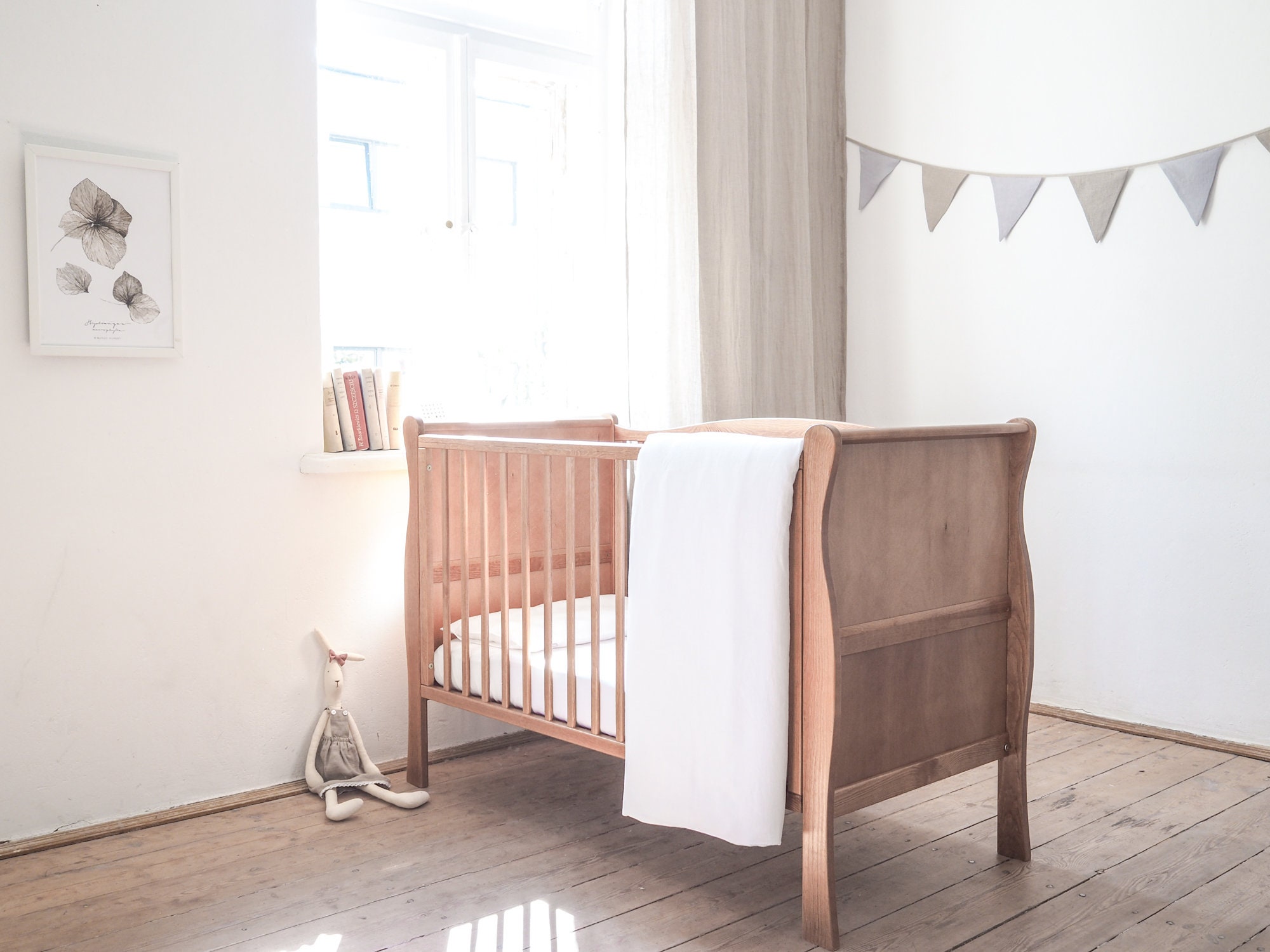 Linen Crib Bedding. Pure White Classic Nursery Bedding. - Etsy