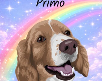 Custom Pet Portrait | Anime Vector Illustration, Rainbow Sky (Digital File)