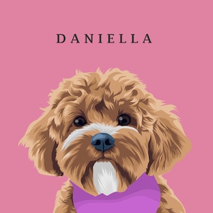 Custom Pet Portrait: Personalized Digital Vector Illustration for Dogs and Cats (Head to Chest)