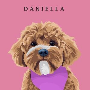 Custom Pet Portrait Head & Chest from Photo | Personalized Dog or Cat Illustration | Memorial or Birthday Gift for Pet Lovers