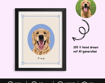 Custom Pet Portrait from Photo, Hand Drawn Dog Vector Art, Personalized Pet Memorial Gift, Digital Pet Illustration Download