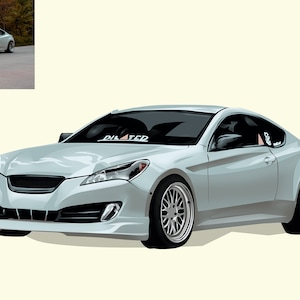 Personalized Car Vector Illustration: Custom Portrait for Auto Enthusiasts, Father's Day Gift