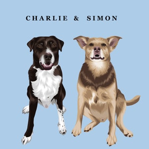 Portrait numérique d'animal de compagnie personnalisé : illustration du corps entier personnalisée pour chiens, chats et plus
