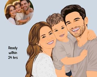Personalized Digital Portrait from Photo | Custom Vector Family Illustration | Modern Minimalist Artwork | Unique Custom Gift