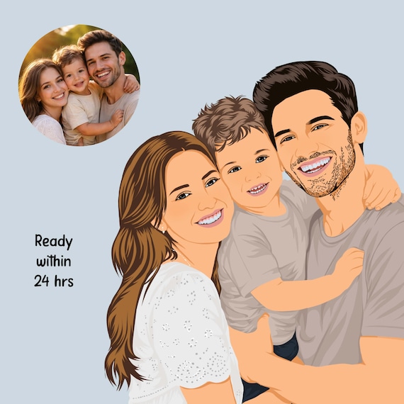 Personalized Digital Portrait from Photo | Custom Vector Family Illustration | Modern Minimalist Artwork | Unique Custom Gift