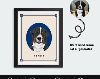 Dog Portrait Digital Download, Personalized Pet Vector Artwork, Custom Pet Memorial Art