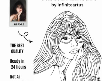 Custom Line Art Portrait from Photo Personalized Face Drawing, Digital Outline Portrait