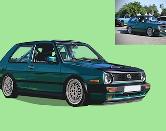 Personalized Car Vector Portrait: Custom Digital Illustration for Auto Enthusiasts, Fathers Day Gift