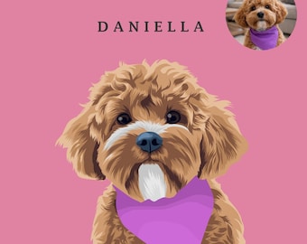 Custom Pet Vector Portrait from Photo, Personalized Dog & Cat Memorial Gift, Digital Pet Drawing, Printable Pet Lover Artwork