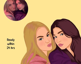 Custom Portrait Illustration | Personalized Family Vector Art | Photo to Minimal Digital Portrait | Family Keepsake Gift