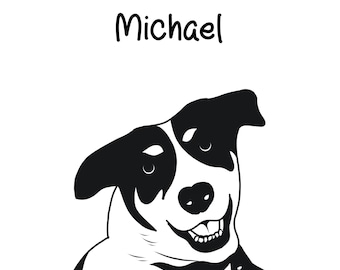 Minimalistisk husdjurslinjeteckning: Anpassade hund-, katt- och bröllopsporträtt - Digital skissillustration - Gåva