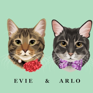 Personalized Cartoon Pet Portrait: Custom Vector Illustration of Dog, Cat, or Bunny Head only