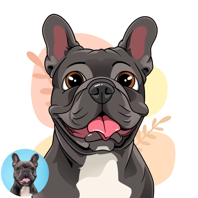Benutzerdefinierte Karikatur Porträt vom Foto, benutzerdefinierte Cartoon, Hundeporträt, Haustier-Karikatur-Stil, benutzerdefinierte Hundegeschenk, digitale Illustration Bild 2