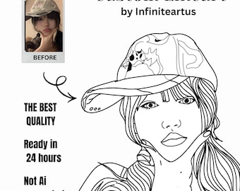 Custom Face Line Art | Modern Minimalist Digital Portrait Illustration