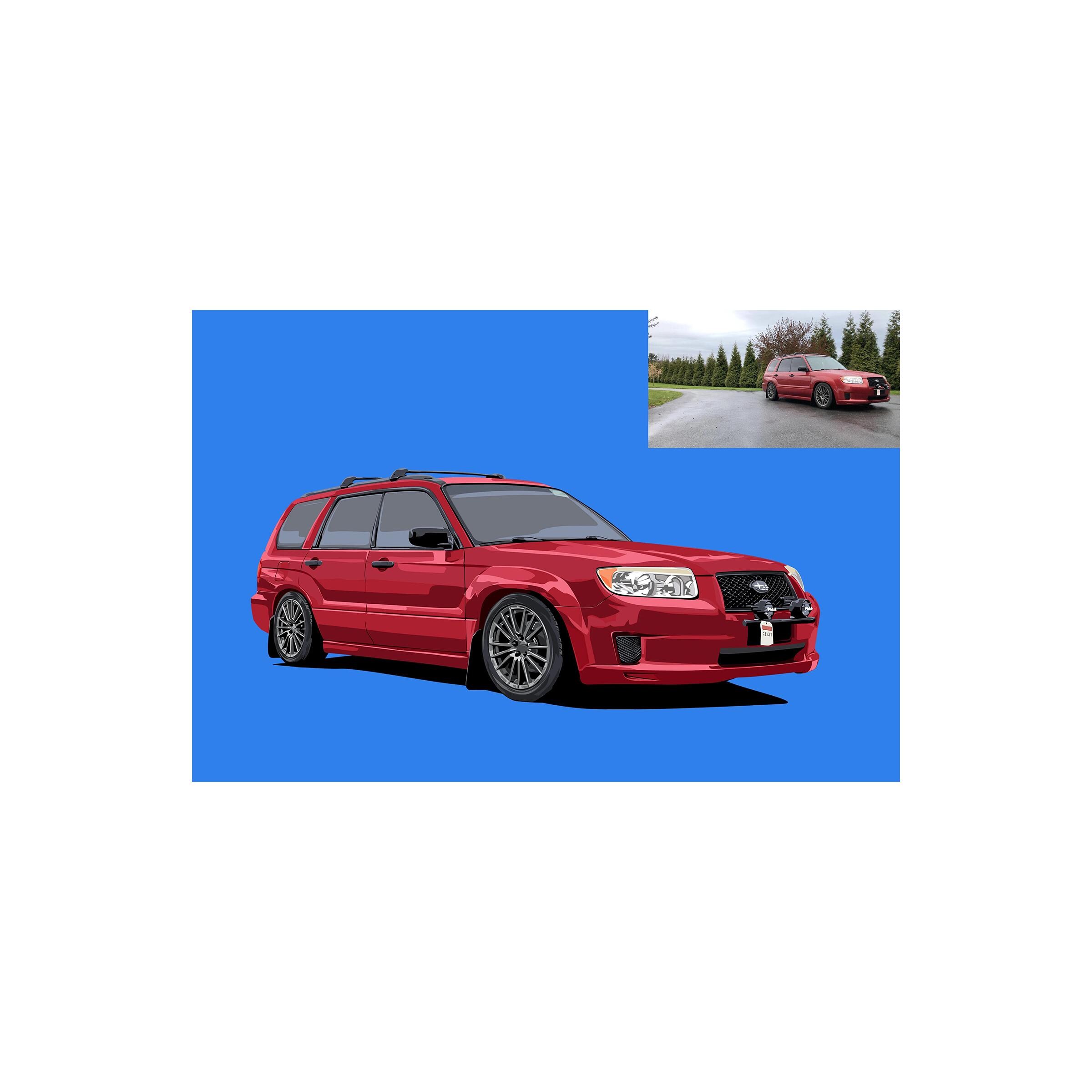 Personalized Car Portrait: Custom Automotive Illustration for Father's Day Gift - Digital Vector Art