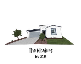 Custom Minimalist House Portrait | Personalized Home Line Art Illustration | Modern Digital Housewarming Gift