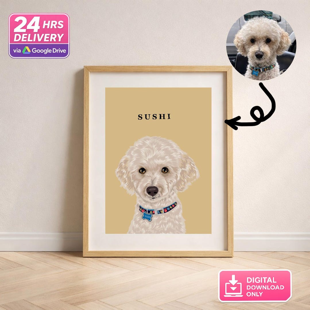 Handmade Custom Pet Portrait | Dog & Cat Illustration From Photo ...